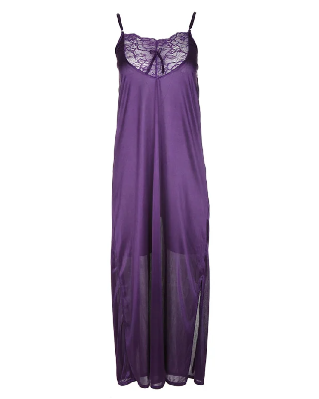 1990's Purple With Lace Detail Slip Dress - XS