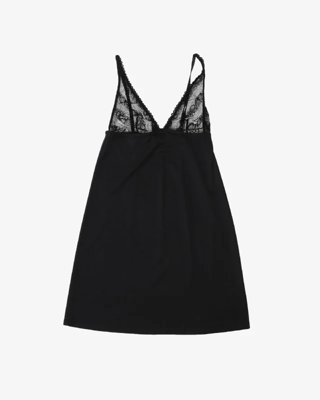 Calvin Klein Black Satin Lace Cami Top - S