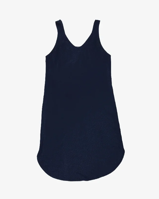 Navy jacquard slip dress - M / L