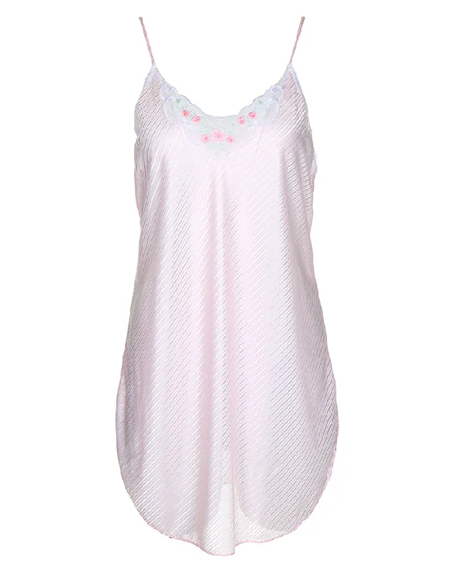 Pale pink mesh striped slip dress - m