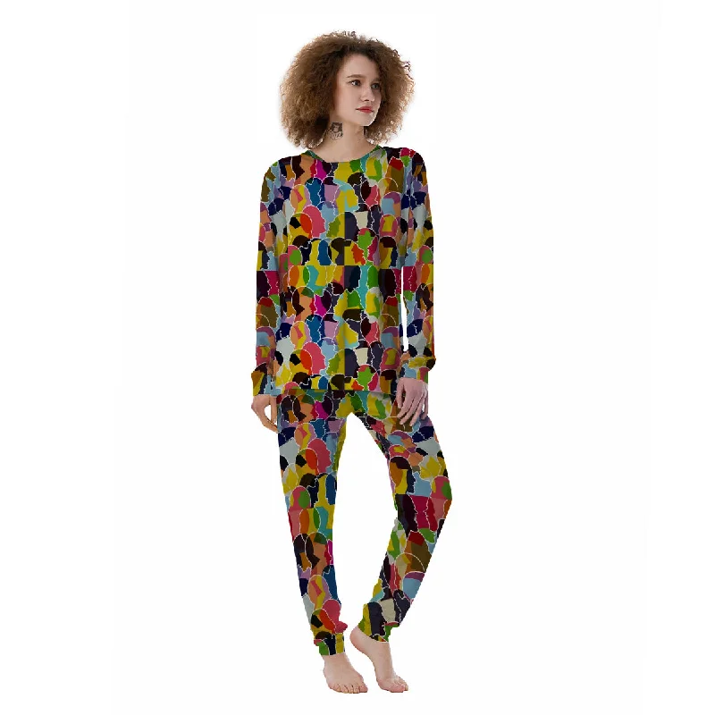 People Talking Colorful Print Pattern Women's Pajamas