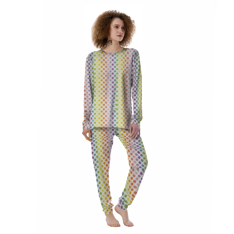 Polka Dot Colors Rainbow Print Pattern Women's Pajamas