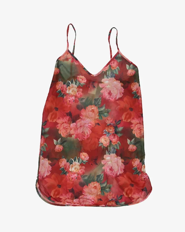 Sheer red floral slip - S