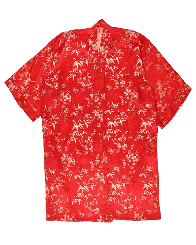 Vibrant Red And Gold Patterned Chinese Robe - L