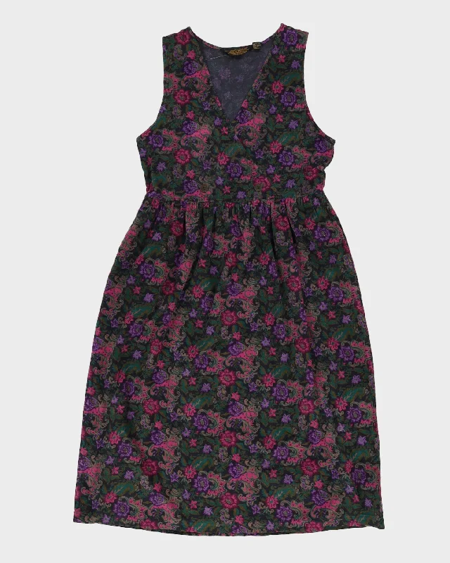 Vintage 90s Eddie Bauer Floral Cord Dress - M