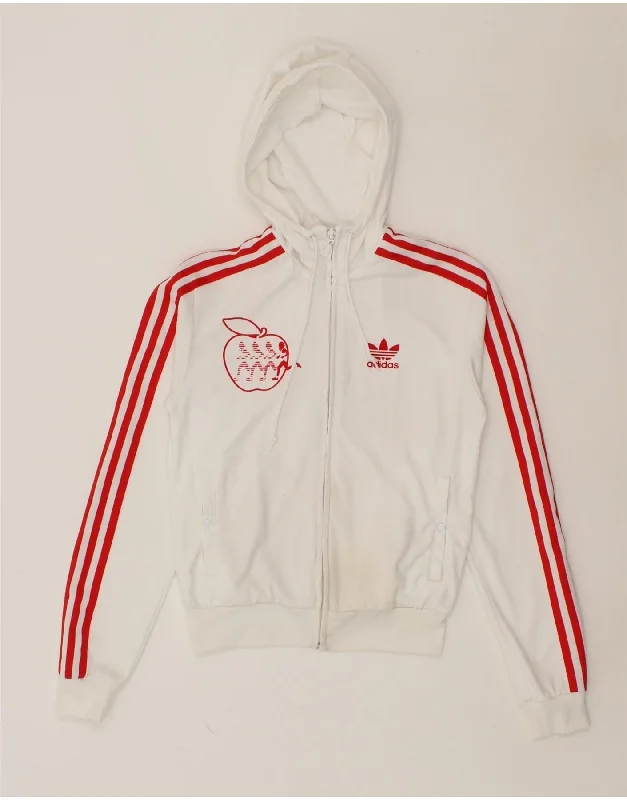 ADIDAS Womens Graphic Zip Hoodie Sweater EU 36 Small White Polyester