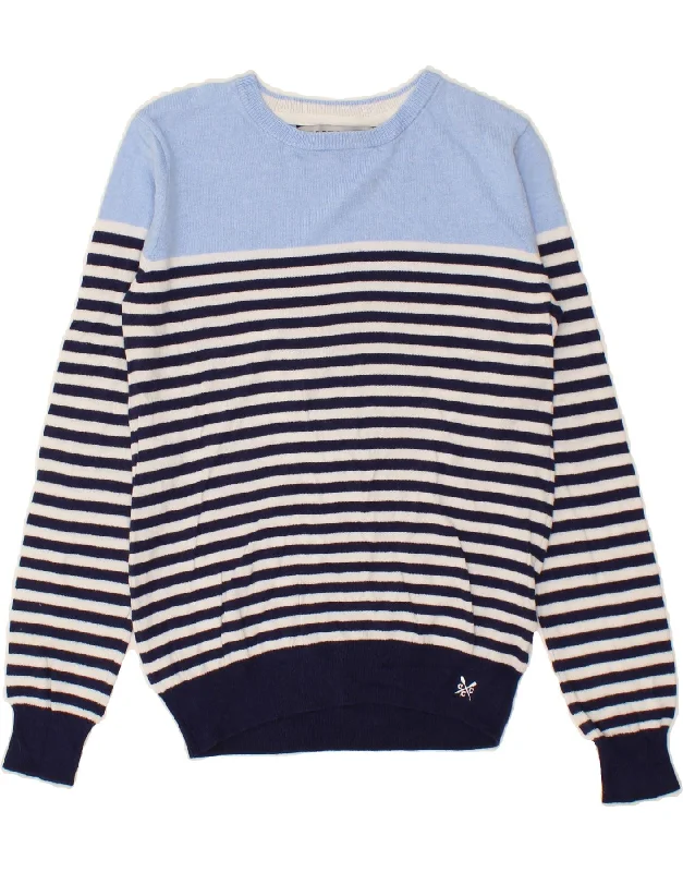 CREW CLOTHING Womens Boat Neck Jumper Sweater UK 12 Medium Blue Striped