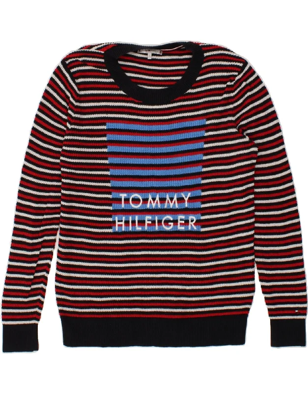 TOMMY HILFIGER Womens Graphic Crew Neck Jumper Sweater UK 16 Large Red