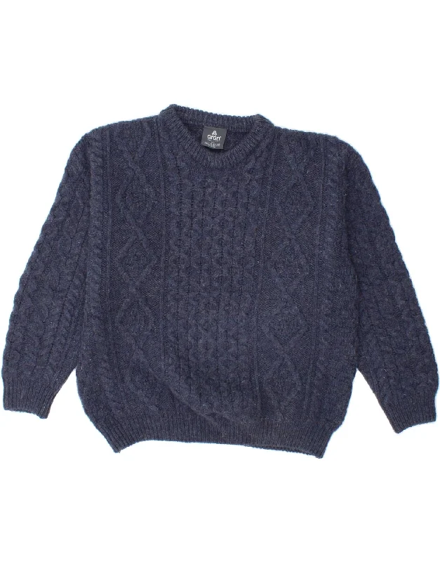 VINTAGE Womens Crew Neck Jumper Sweater UK 16 Large Navy Blue Flecked