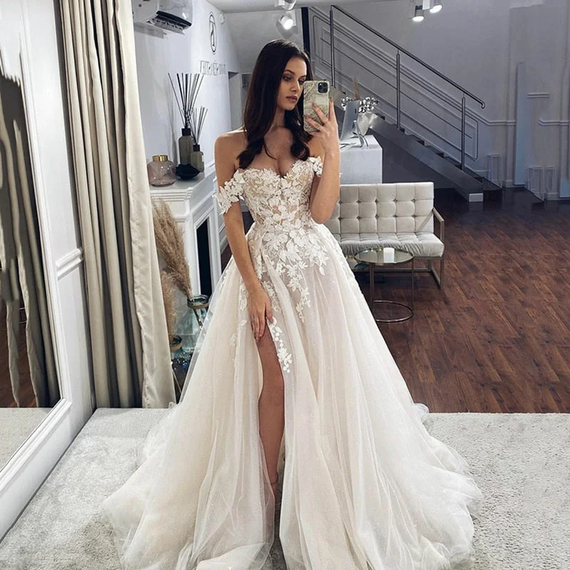 Wedding Dresses Off The Shoulder Sweetheart Neck Bridal Gowns