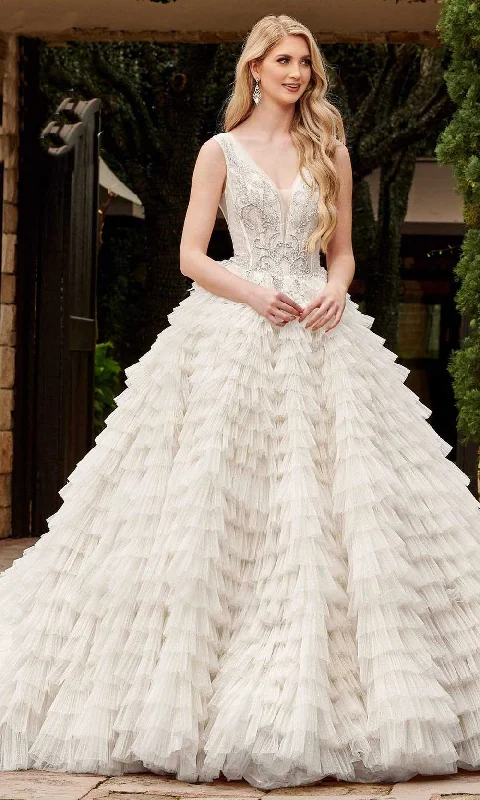 Rachel Allan - M796 Lace Tiered Ruffle Wedding Ballgown