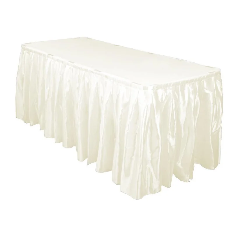 14 Ft. Ivory Accordion Pleat Bridal Satin Table Skirt