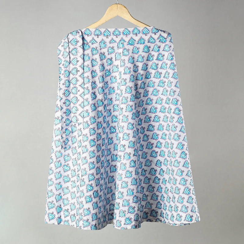 White - Sanganeri Block Printed Cotton Wrap Around Skirt