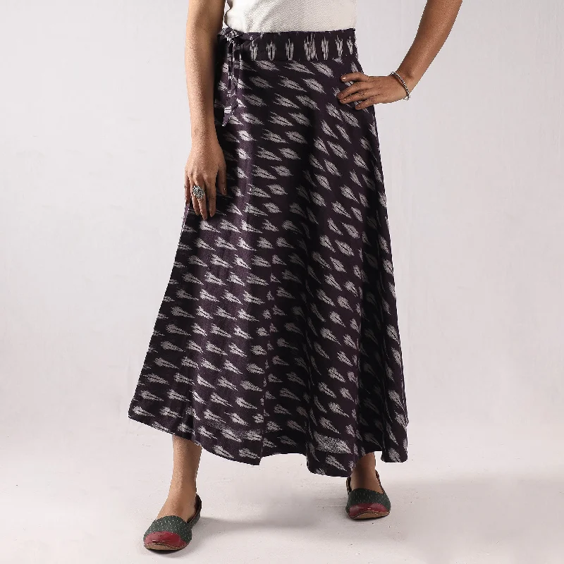 Purple - Pochampally Ikat Cotton Wrap Around Skirt