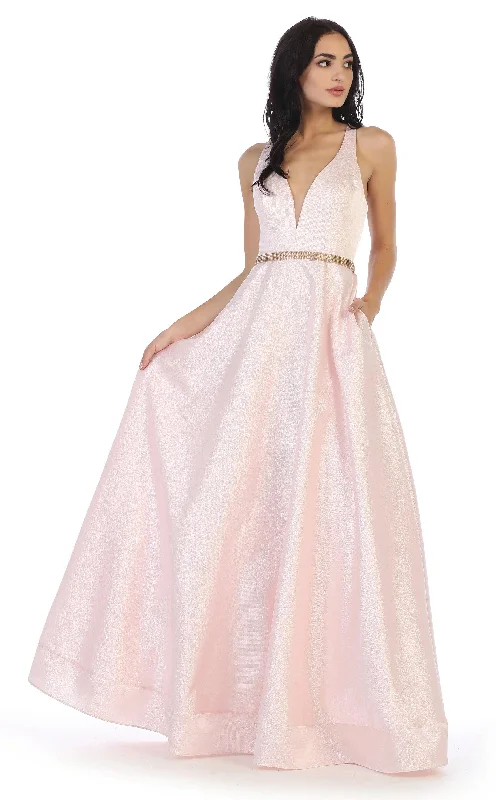 Prom Long Formal Metallic Satin Dress