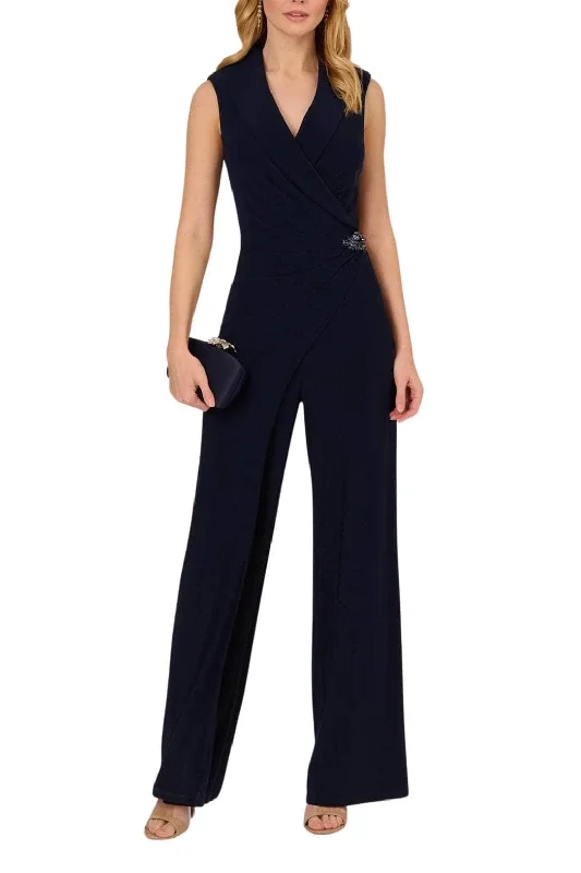 Adrianna Papell AP1D105272 - Collared V-Neck Wrap Bodice Jumpsuit