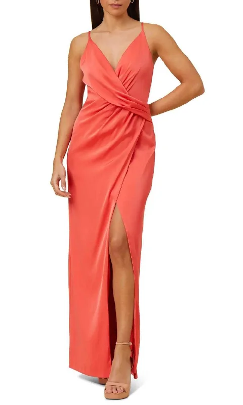 Aidan Mattox MN1E207351 - Draped Front Dress with Slit