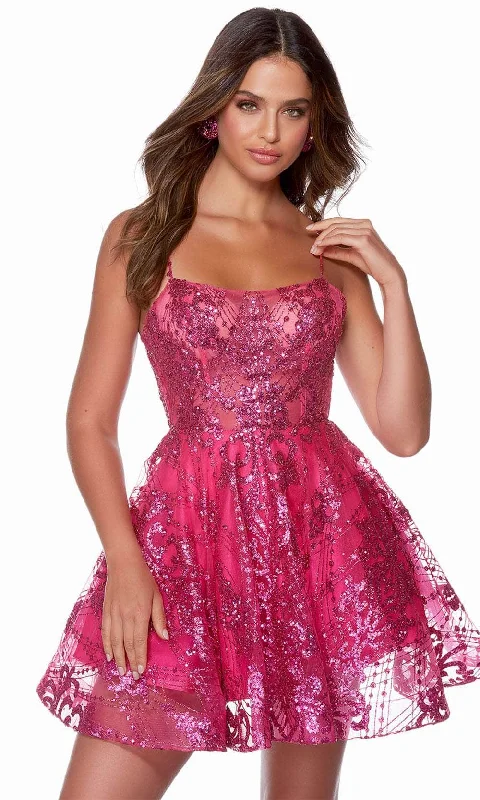 Alyce Paris 3122 - Glitter Ornate A-Line Homecoming Dress