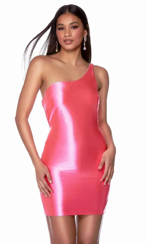 Alyce Paris 4705 - One Shoulder Satin Homecoming Dress