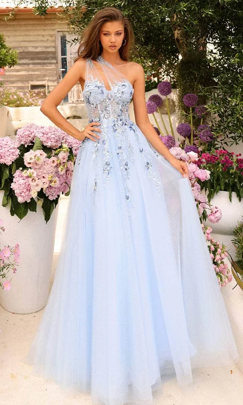 Amarra 88838 - Rhinestone Embellished One-Sleeve Prom Dress