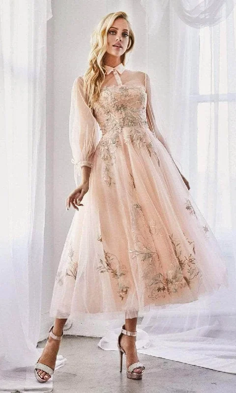 Andrea and Leo - High Neck Tea-Length Prom Dress A0862