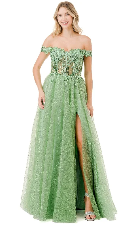 Aspeed Design L2837Y - Off Shoulder Embellished Prom Dress