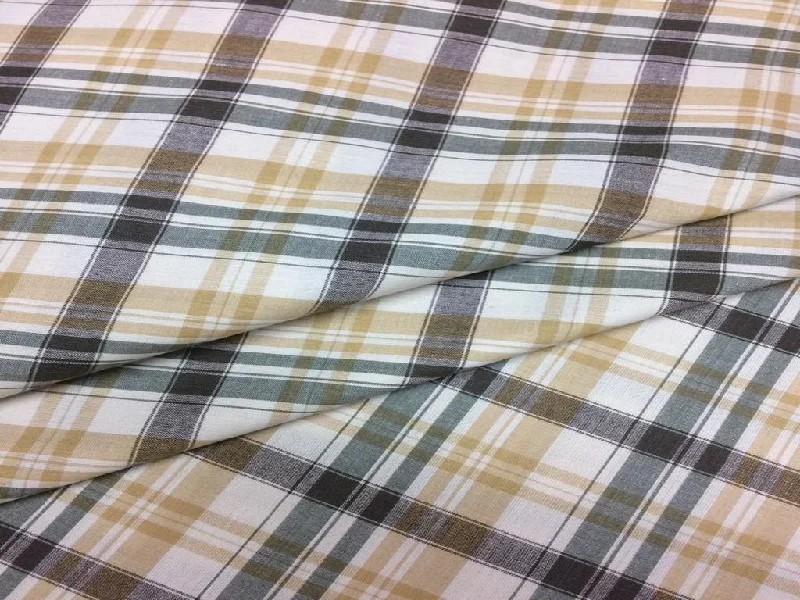 Black And Cream Yarn Dyed Cotton Check Fabric