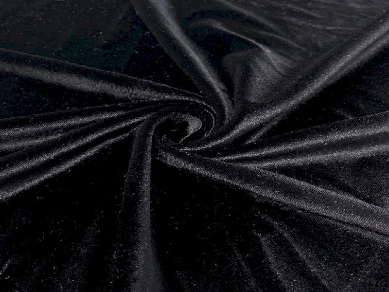 Black Plain Micro Viscose Velvet Fabric