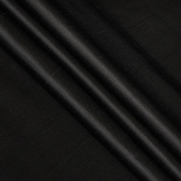 Black Plain Viscose Linen Satin Fabric