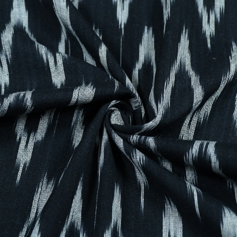 Black With White Zigzag Ikat Fabric