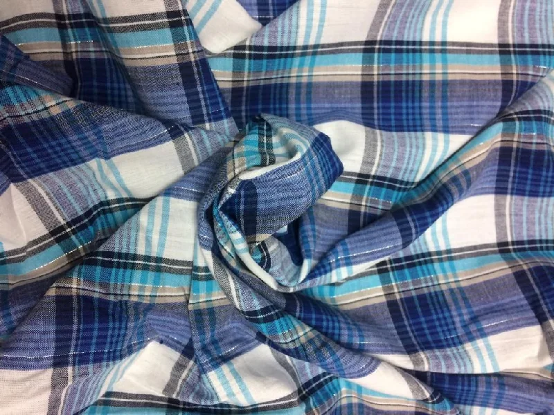 Blue  And White Cotton Check Fabric