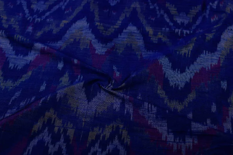 Blue Raw Silk Ikat Fabric