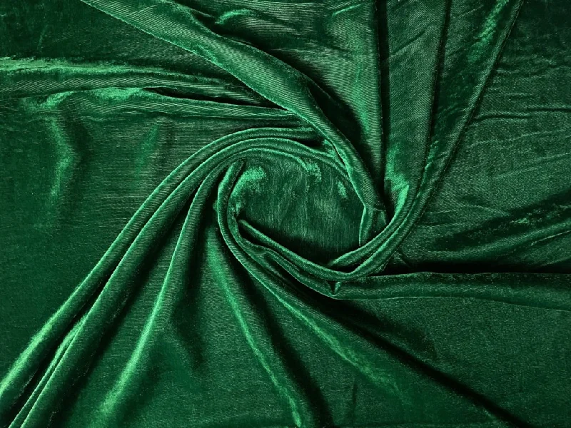 Bottle Green Plain Viscose Micro Velvet Fabric