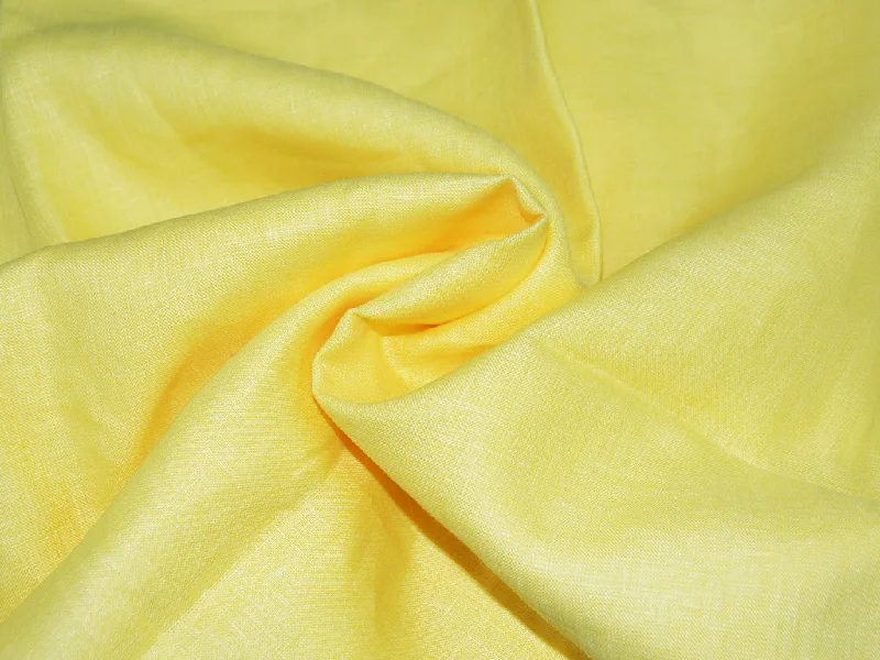 Bright Yellow Color Pure Linen Fabric - 60 Lea