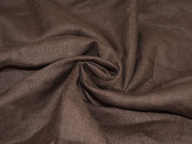 Chocolate Brown Pure Linen Fabric - 60 Lea