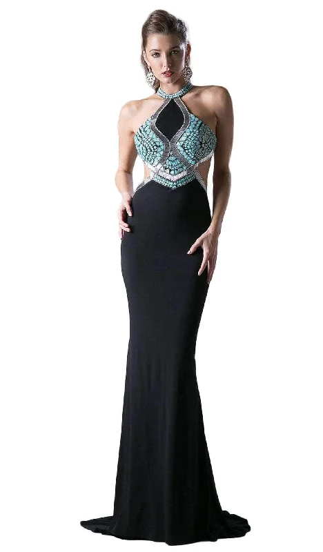 Cinderella Divine 5012 - Embellished Halter Sleeveless Dress