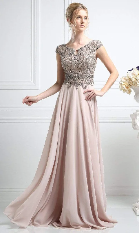 Cinderella Divine - Beaded V-Neck A-Line Dress CR721