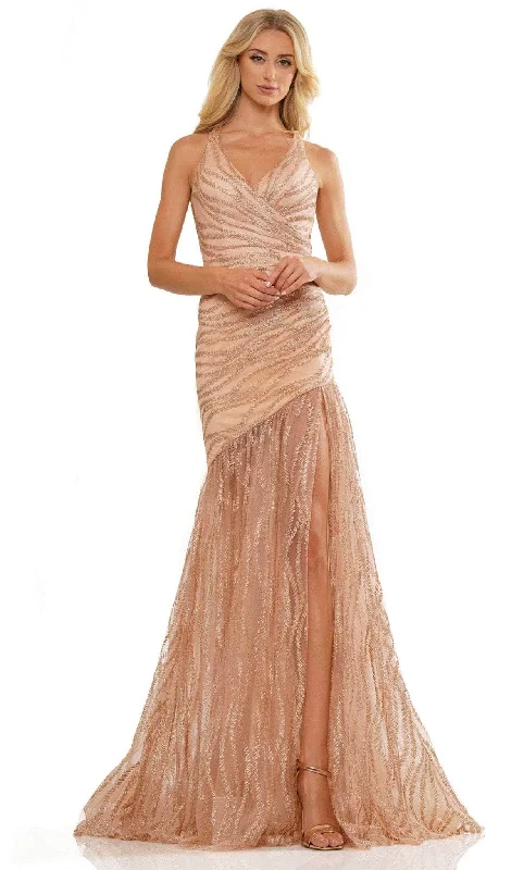 Colors Dress 2856 - Glittery Sleeveless Trumpet Dress