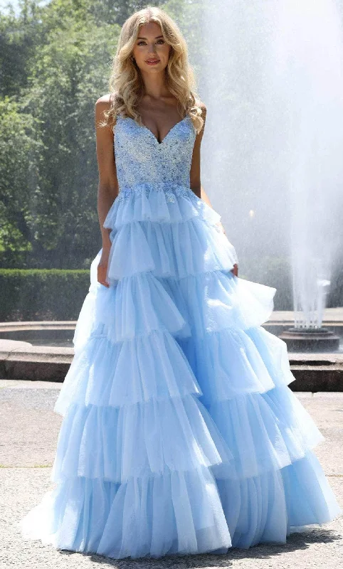 Colors Dress - Tiered A-Line Prom Dress 2911 - 1 pc Light Blue In Size 4 Available