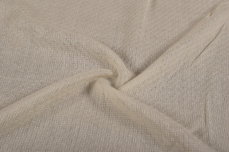 Cream Plain Dobby Wool Fabric