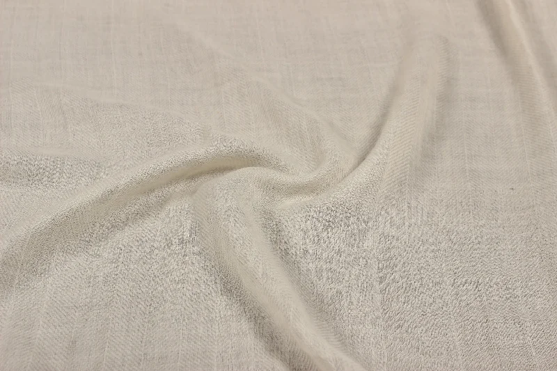 Cream Plain Herringbone Wool Fabric