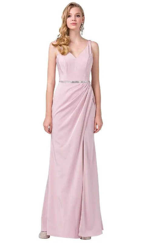 Dancing Queen - 2632 Sleeveless V-neck Embellished Trumpet Dress