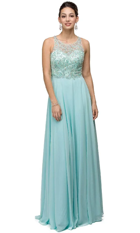 Dancing Queen 9474 - Beaded Cutout Back Prom Dress