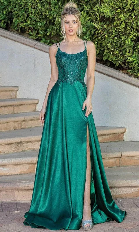 Dancing Queen - Embellished Scoop Prom Dress 4247  - 1 pc Hunter Green In Size M Available