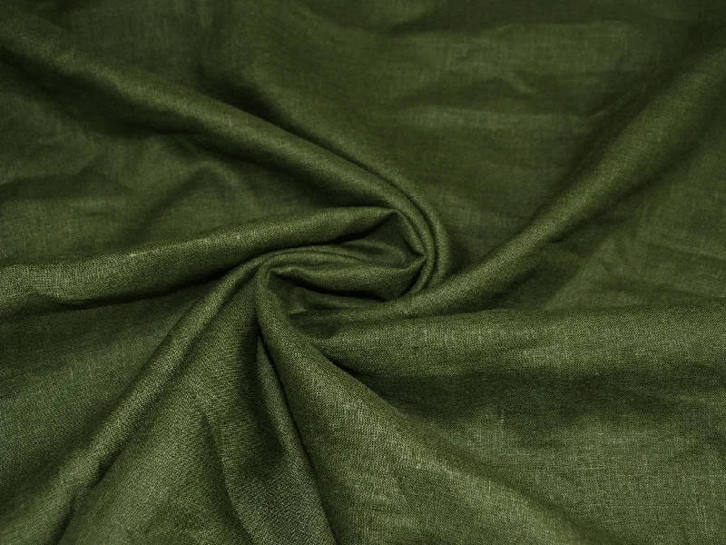 Dark Olive Green Pure Linen Fabric - 60 Lea