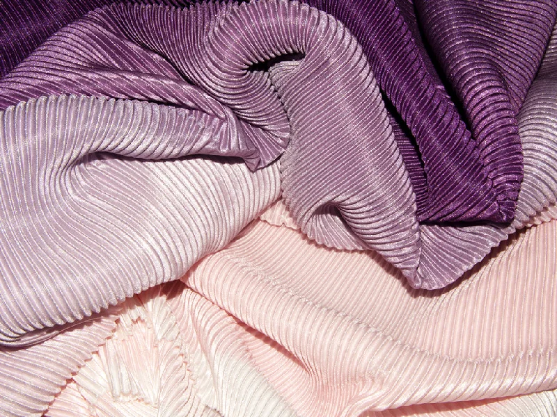 Purple And Peach Pleated Georgette Fabric