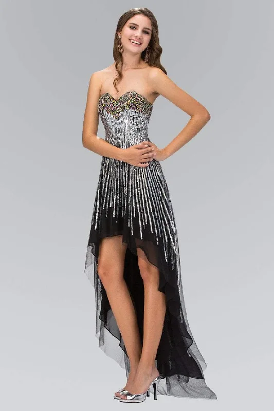 Elizabeth K GL1127 Strapless Embellished Hi Lo Dress