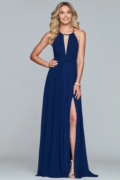 Faviana - Faviana - S10235 Sleeveless Halter Chiffon A-line Dress