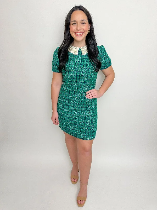 Bianca Pearl Collar Tweed Dress