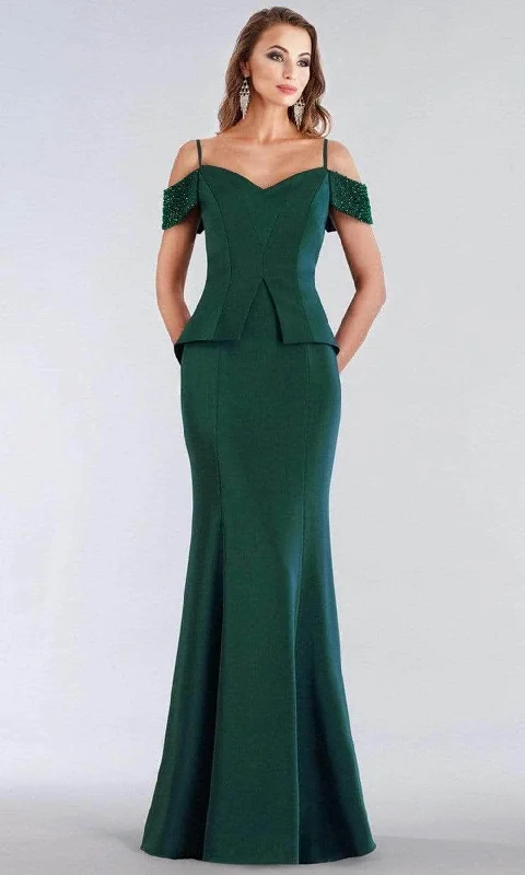 Gia Franco - Jeweled Off Shoulder Formal Dress 12954 - 1 pc Emerald In Size 18 Available